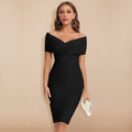 Black Leate dress shown from the front.