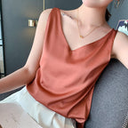 Orange sleeveless tank top with broad straps and a V-neck front.
