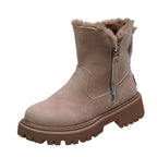 Single apricot boot with an upright cuff and side zip.