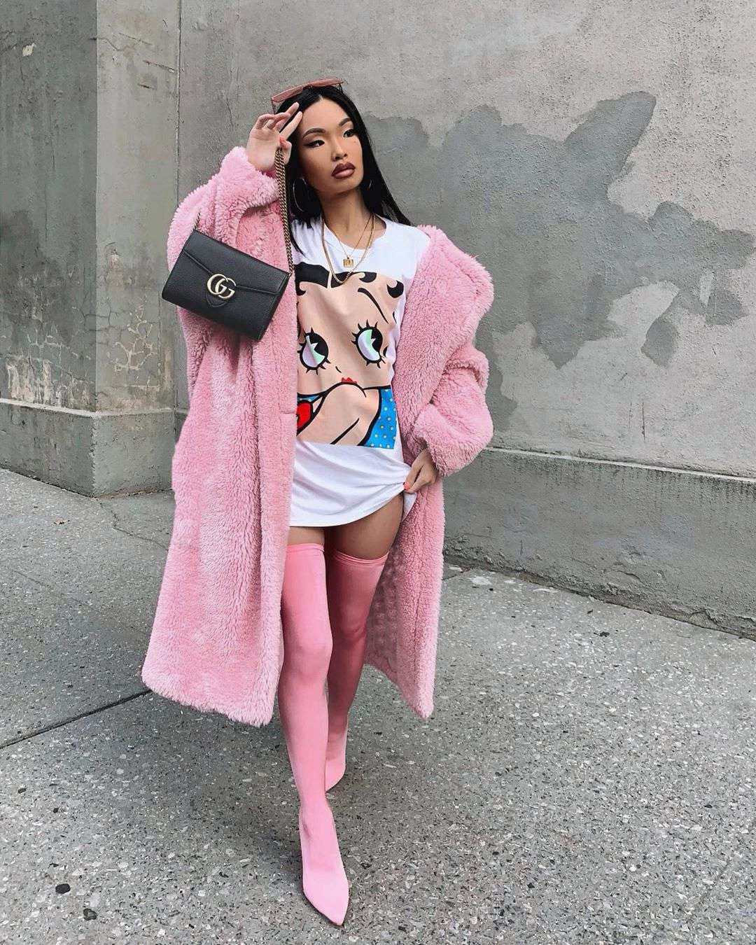 Oversized Teddy Coat with Notch Lapel, One-Button Longline Fleece