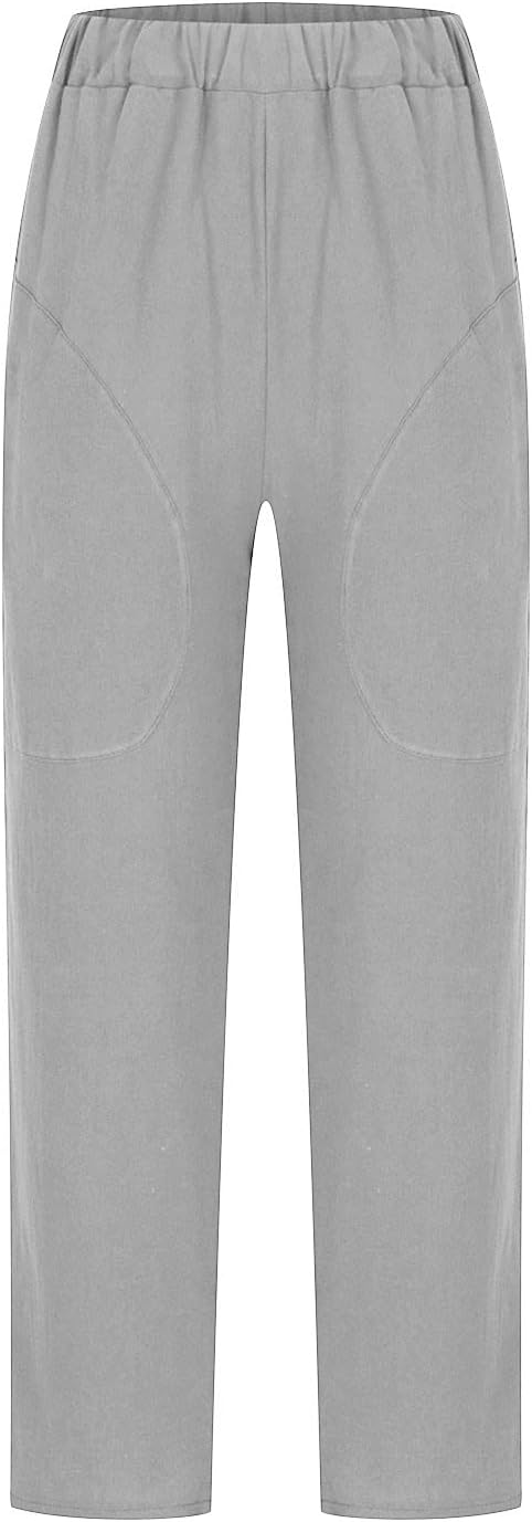 Rear view of grey trousers.