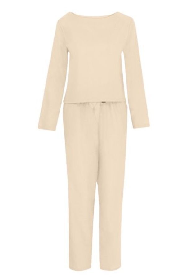 Beige two-piece set shown flat against a white background.