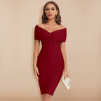 Burgundy Leate dress shown from the front.