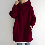Wine-coloured hoodie with a drawstring hood and relaxed shape.