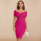 Hot-pink Leate dress with a knee-length skirt.