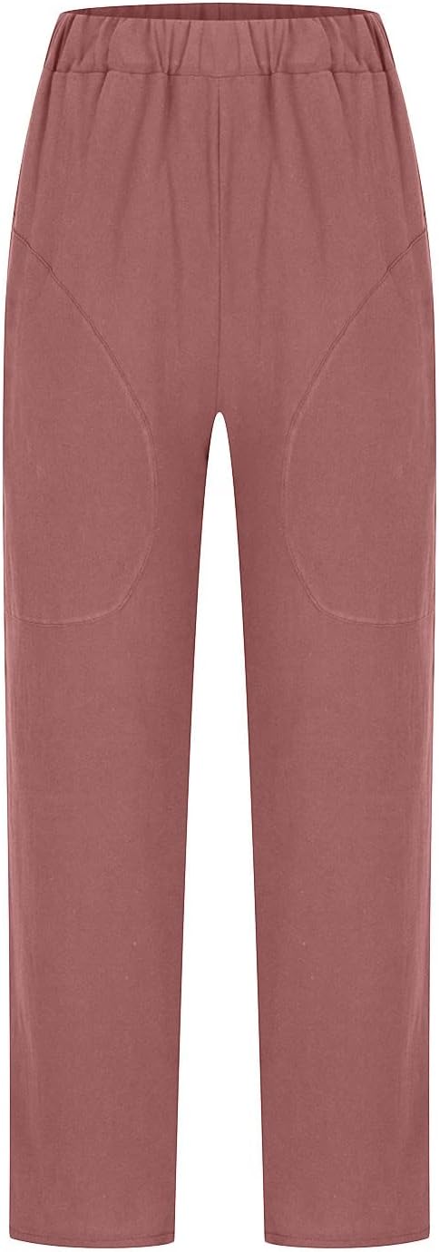 Rear view of muted red trousers.