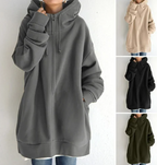 Grey hoodie beside khaki, black and army-green front views.