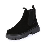 Black Chelsea ankle boot with front and rear pull tabs.