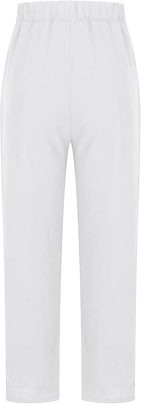 Rear view of white trousers.