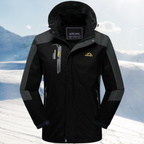 Black jacket with grey shoulder, chest and elbow panels.