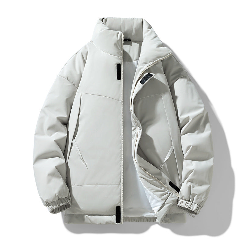 Men's Padded Jacket with a Stand Collar and Zip Pockets, Winter