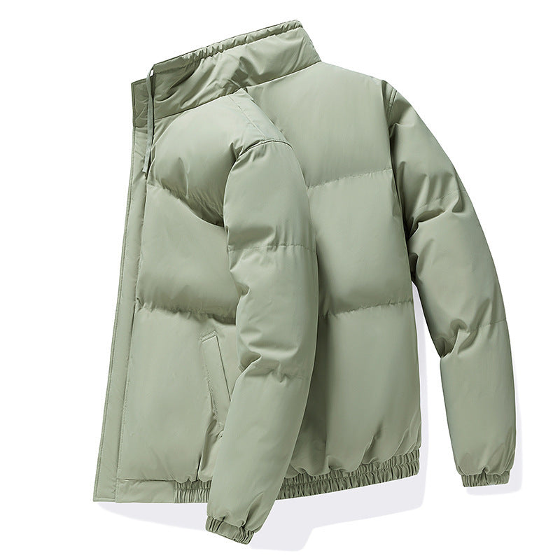 Men's Oversized Puffer Jacket with Stand Collar and Elastic Cuffs