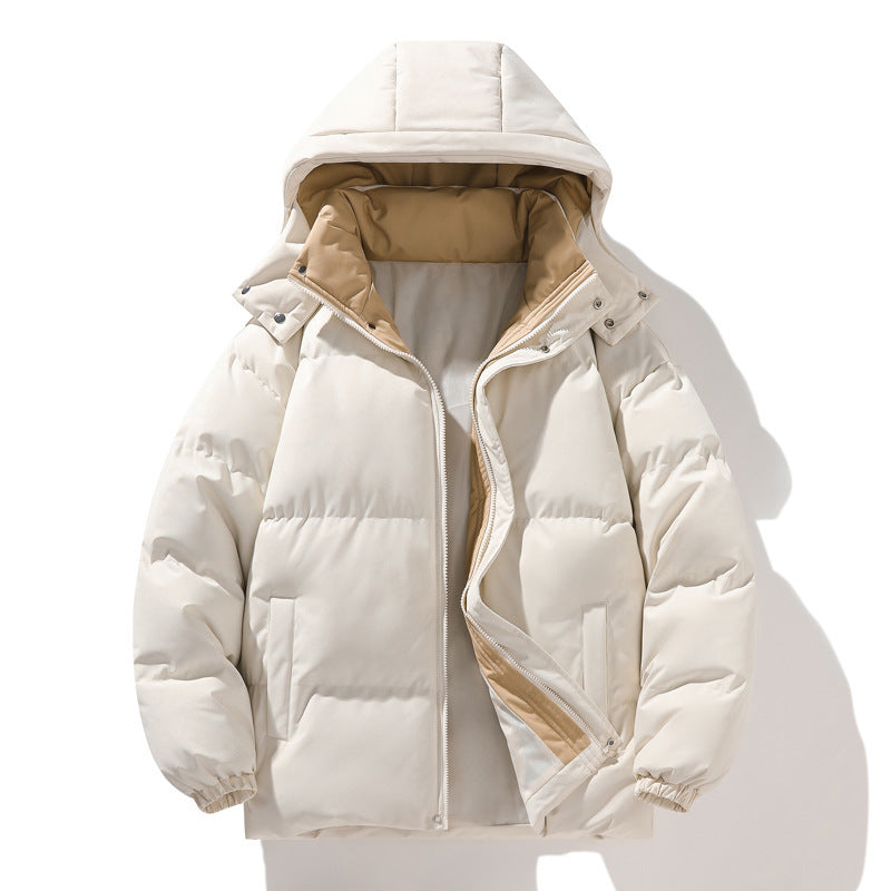 Padded Puffer Jacket with a Detachable Hood and Stand Collar