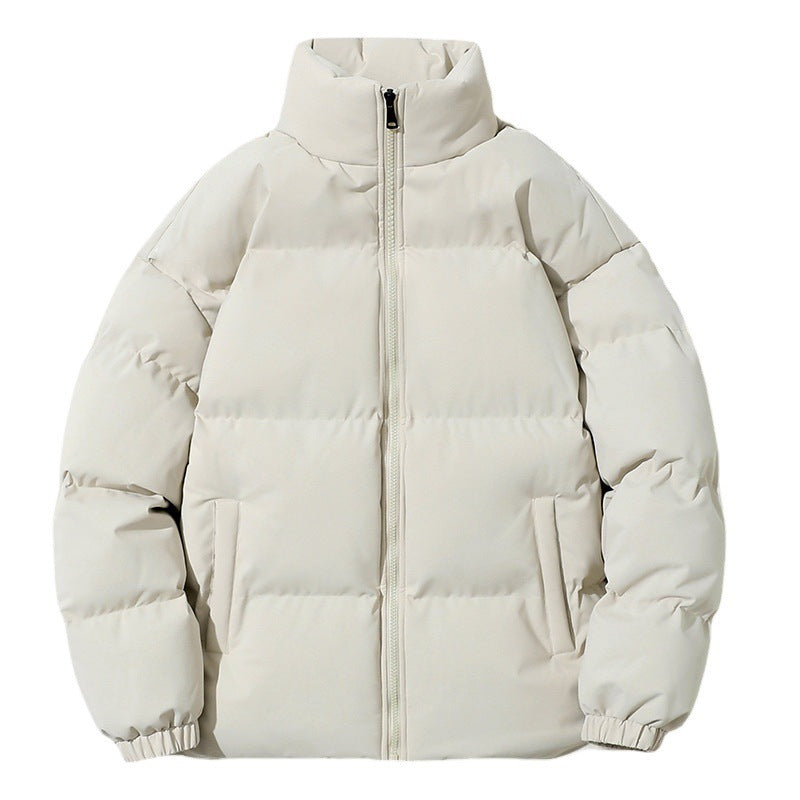 Stand Collar Puffer Jacket, Quilted Padded Winter Coat, Unisex