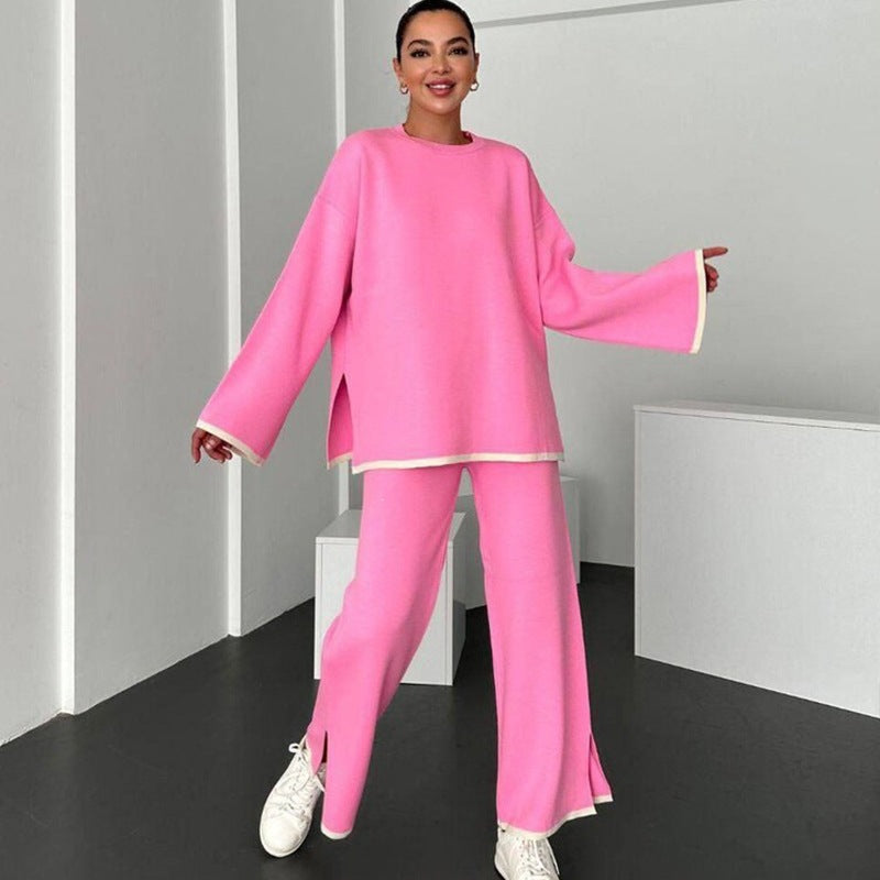 Oversized Knit Sweater and Wide Leg Pants Set, Jumper Co-Ord