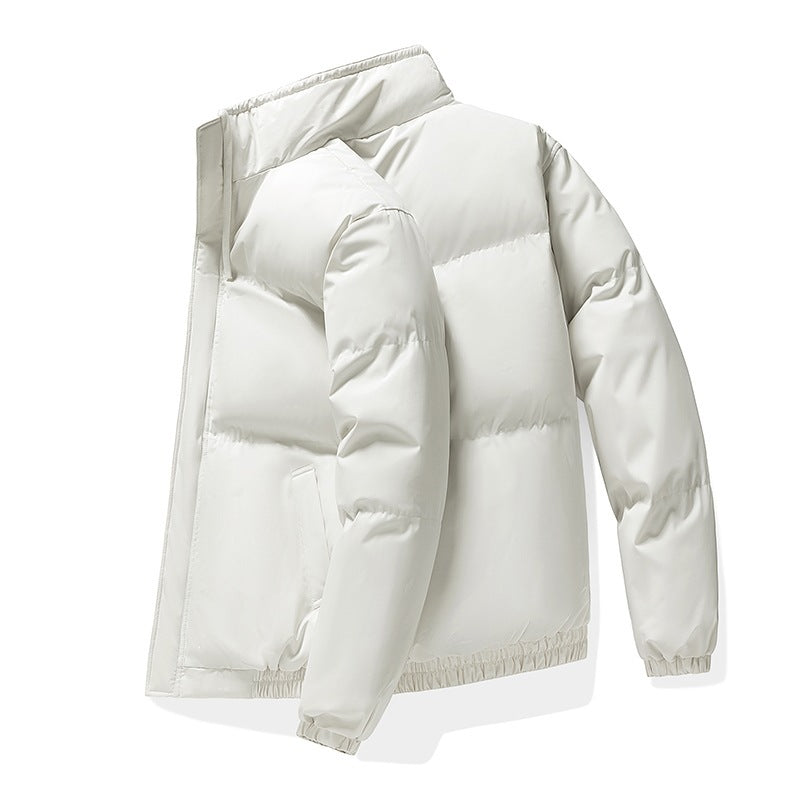 Men's Oversized Puffer Jacket with Stand Collar and Elastic Cuffs