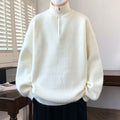Half-Zip Sweater with Stand Collar, Oversized Rib Knit Jumper