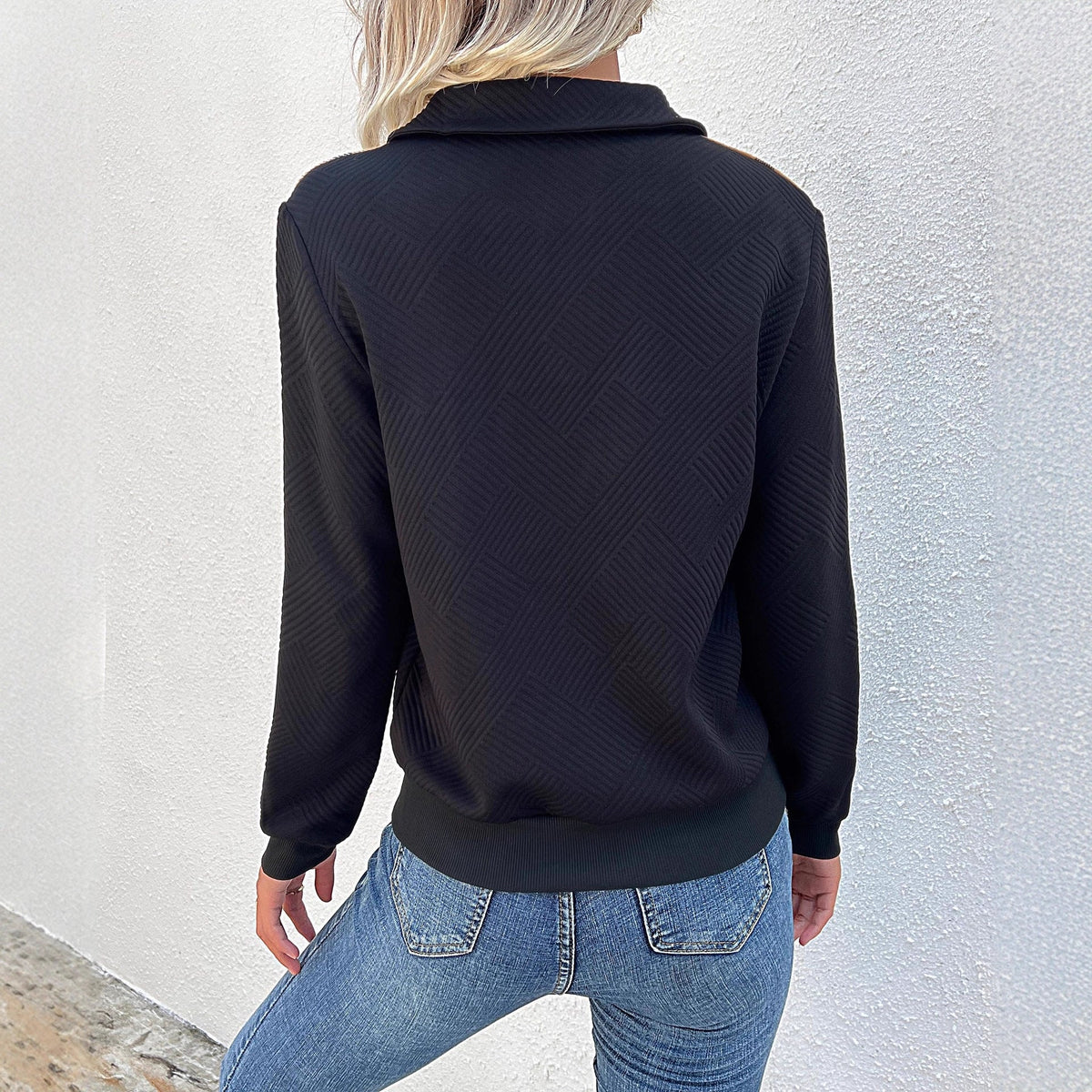 Plaid Yoke Sweatshirt with Snap Collar and Check Chest Flap