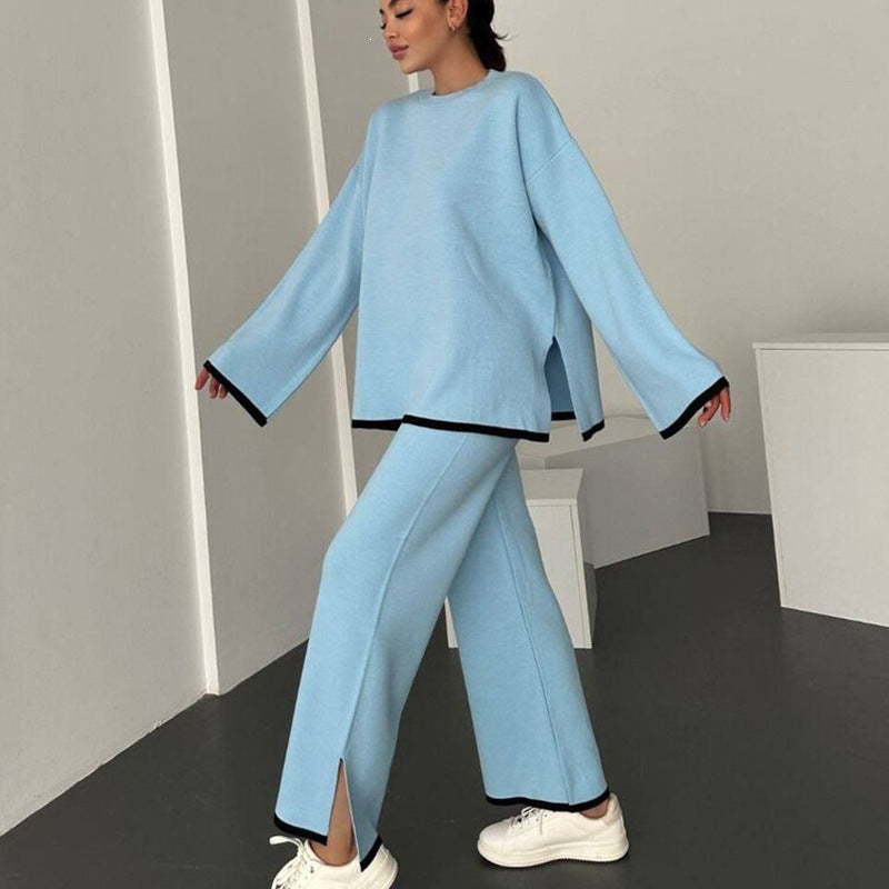 Oversized Knit Sweater and Wide Leg Pants Set, Jumper Co-Ord
