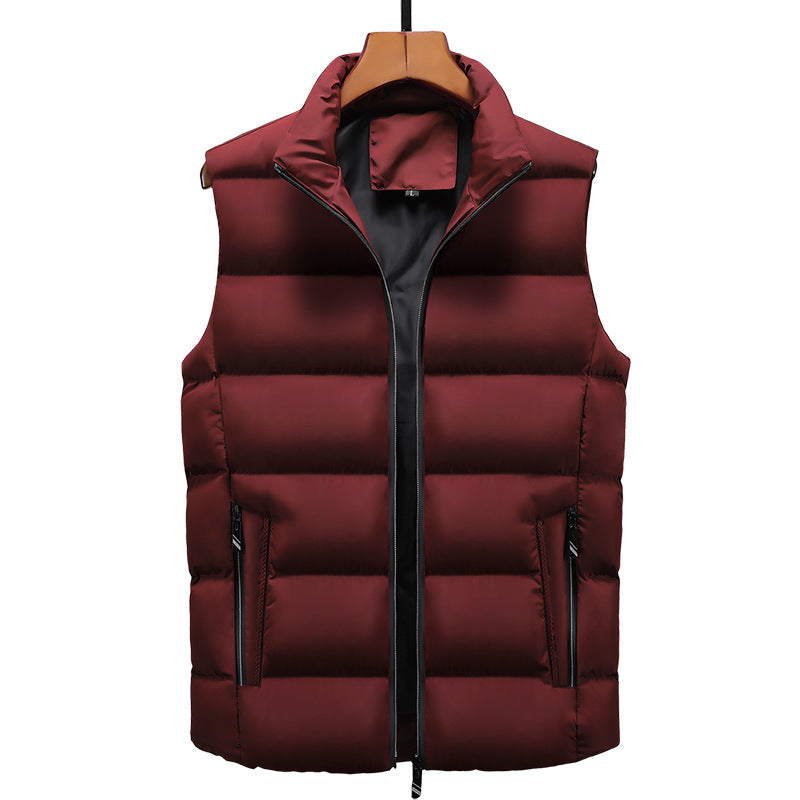 Men's Padded Puffer Vest with Stand Collar and Zip Pockets, Gilet