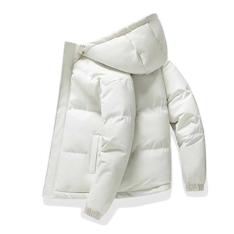 Men's Quilted Puffer Jacket with a Hood and Stand Collar