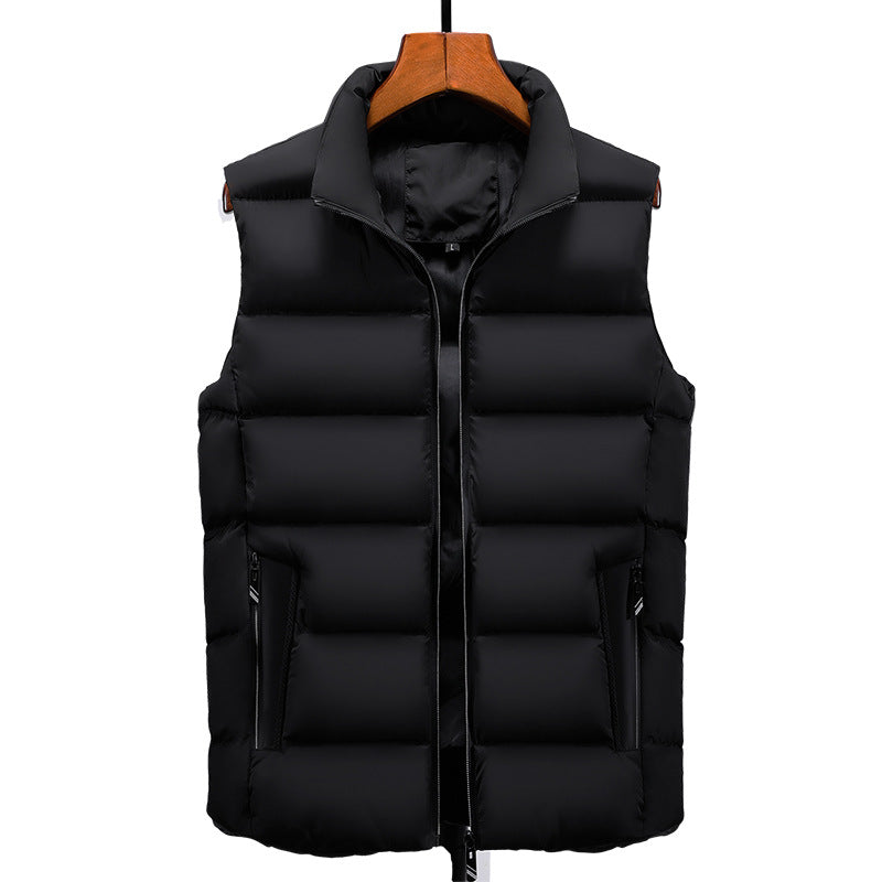 Men's Padded Puffer Vest with Stand Collar and Zip Pockets, Gilet