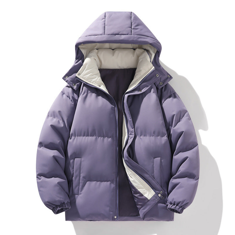 Padded Puffer Jacket with a Detachable Hood and Stand Collar
