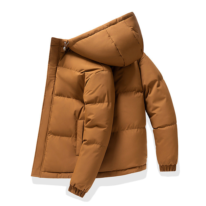 Men's Quilted Puffer Jacket with a Hood and Stand Collar