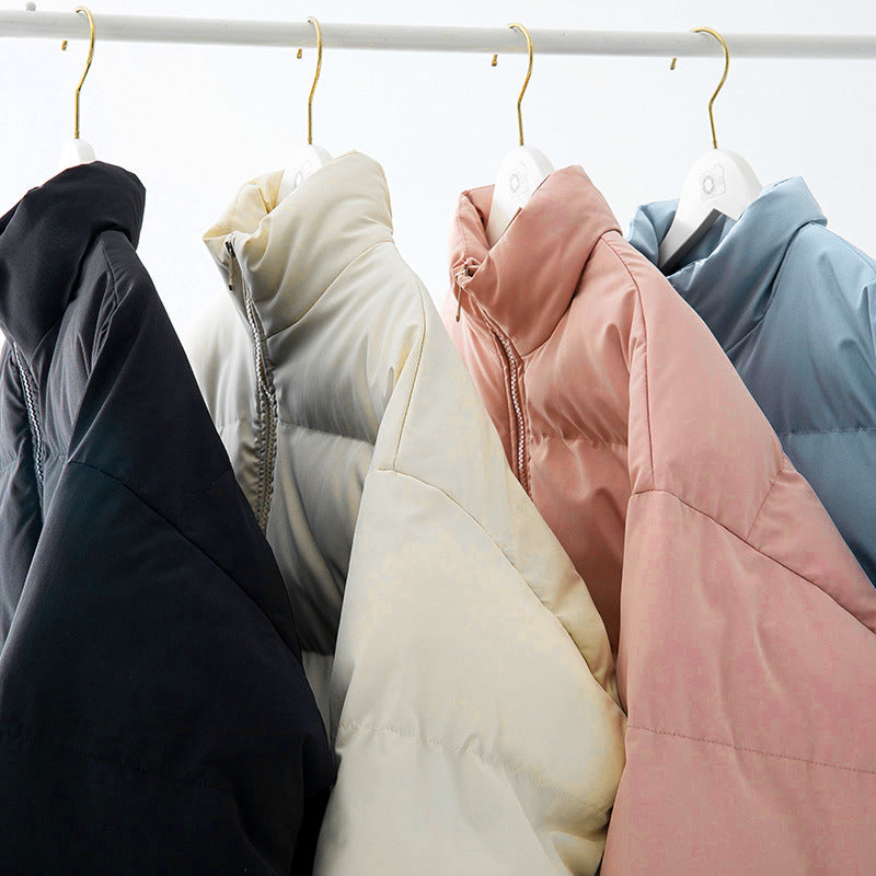 Stand Collar Puffer Jacket, Quilted Padded Winter Coat, Unisex