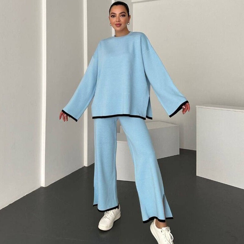Oversized Knit Sweater and Wide Leg Pants Set, Jumper Co-Ord