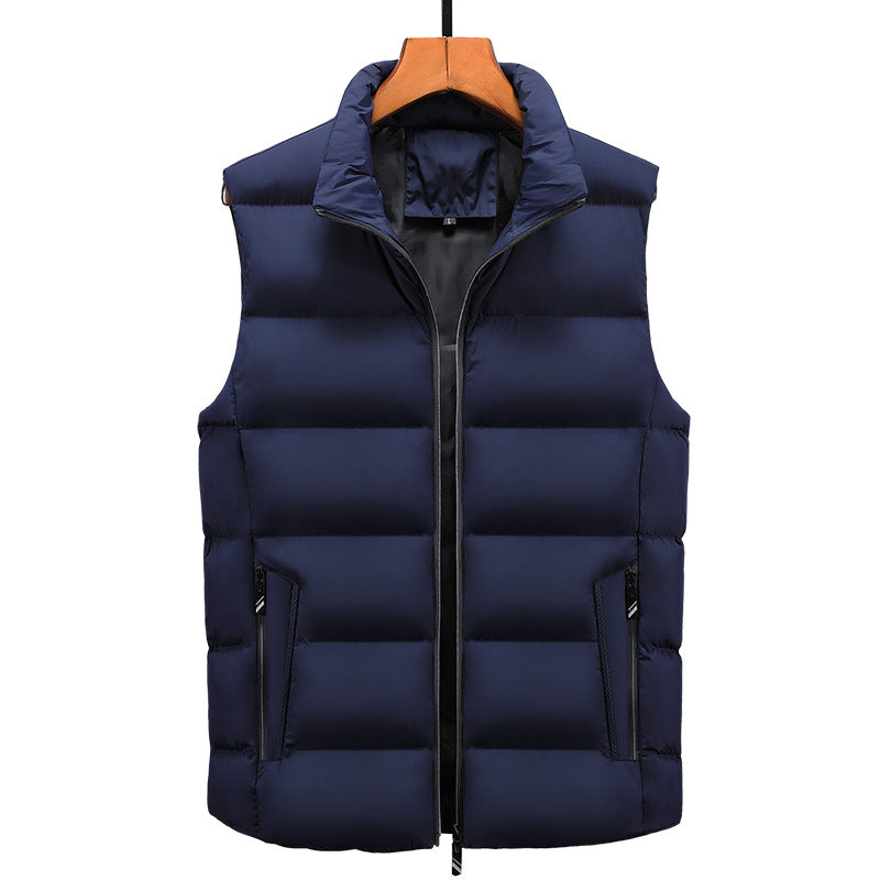 Men's Padded Puffer Vest with Stand Collar and Zip Pockets, Gilet