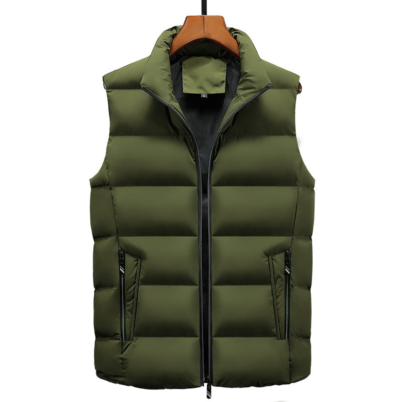 Men's Padded Puffer Vest with Stand Collar and Zip Pockets, Gilet