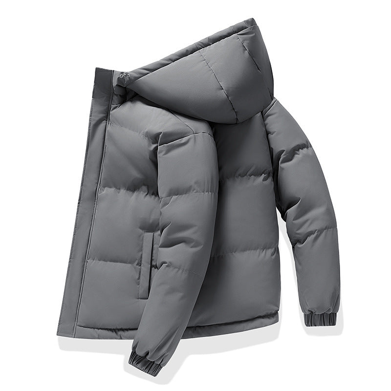 Men's Quilted Puffer Jacket with a Hood and Stand Collar
