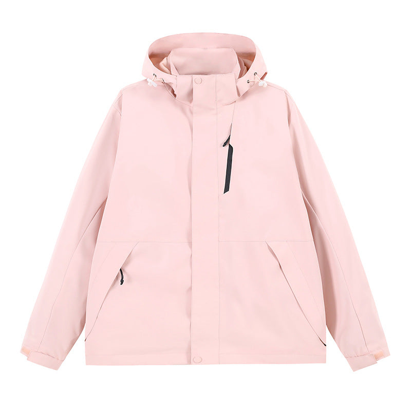 Hooded Windbreaker Jacket with Zip Pockets and a Detachable Hood