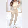 Cropped Sweatshirt and Jogger Pants Set, Women's Tracksuit