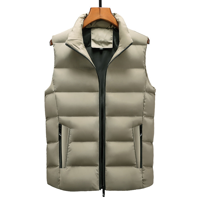 Men's Padded Puffer Vest with Stand Collar and Zip Pockets, Gilet