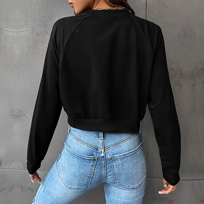 Cropped Brooklyn Graphic Sweatshirt with Raglan Sleeves, Women's Top