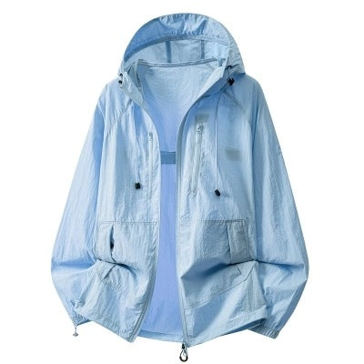 Hooded Sun Protection Jacket, UPF 50+ Lightweight Nylon Shell