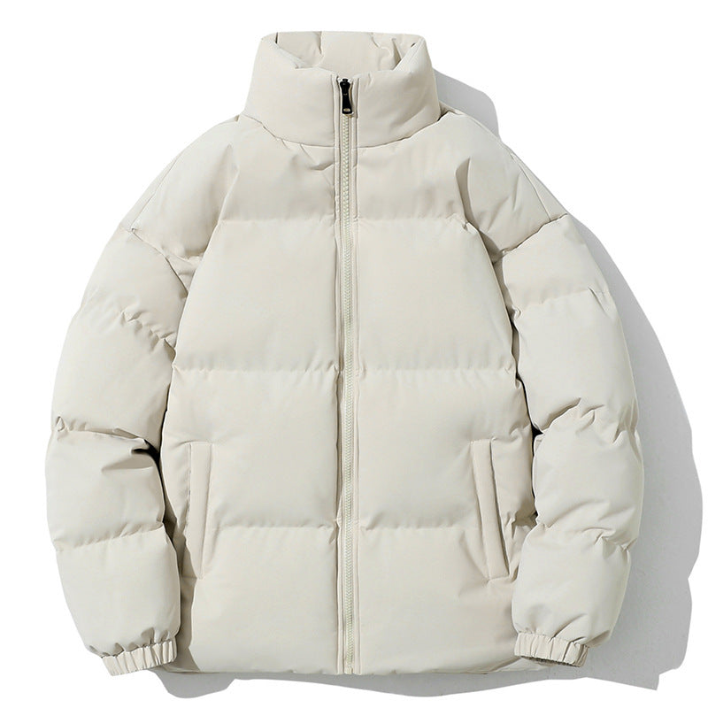 Stand Collar Puffer Jacket, Quilted Padded Winter Coat, Unisex