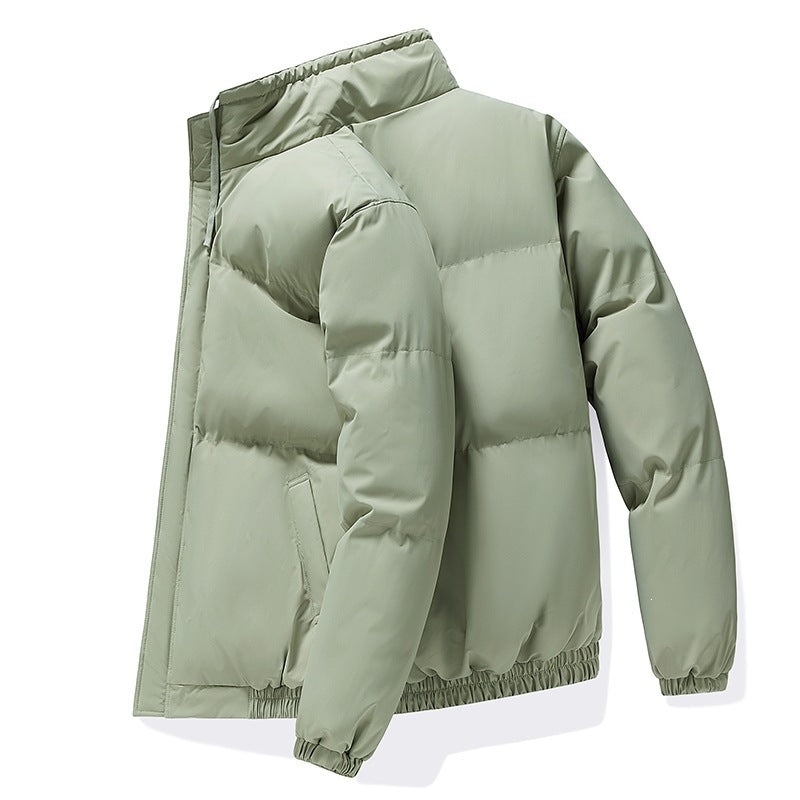 Men's Oversized Puffer Jacket with Stand Collar and Elastic Cuffs