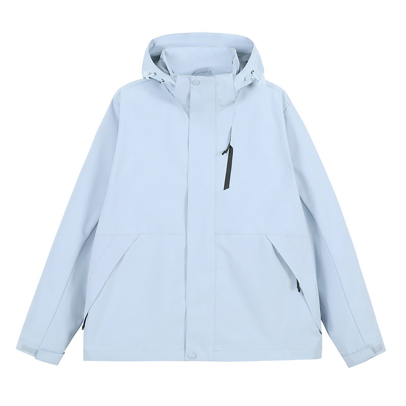 Hooded Windbreaker Jacket with Zip Pockets and a Detachable Hood