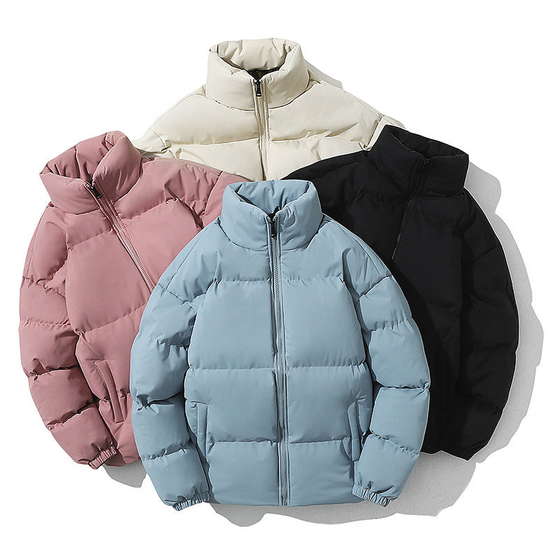 Stand Collar Puffer Jacket, Quilted Padded Winter Coat, Unisex