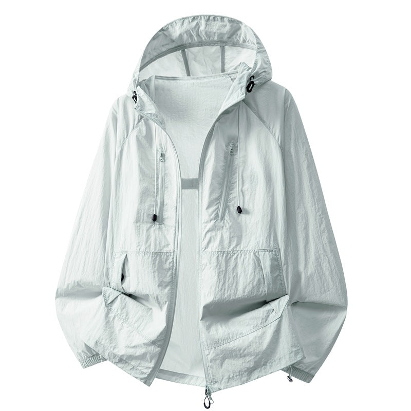 Hooded Sun Protection Jacket, UPF 50+ Lightweight Nylon Shell