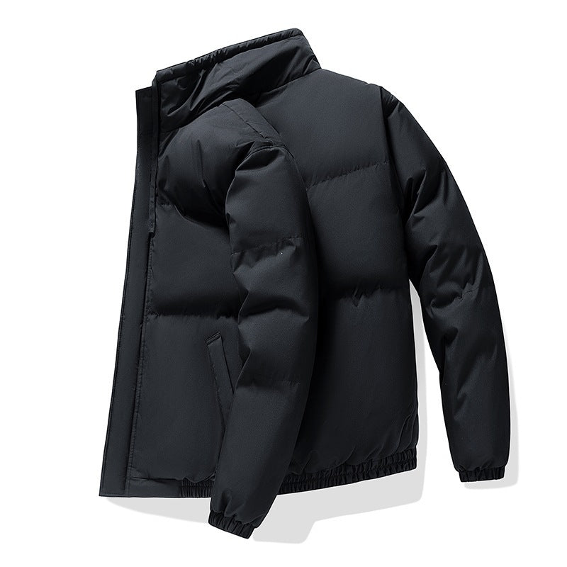 Men's Oversized Puffer Jacket with Stand Collar and Elastic Cuffs