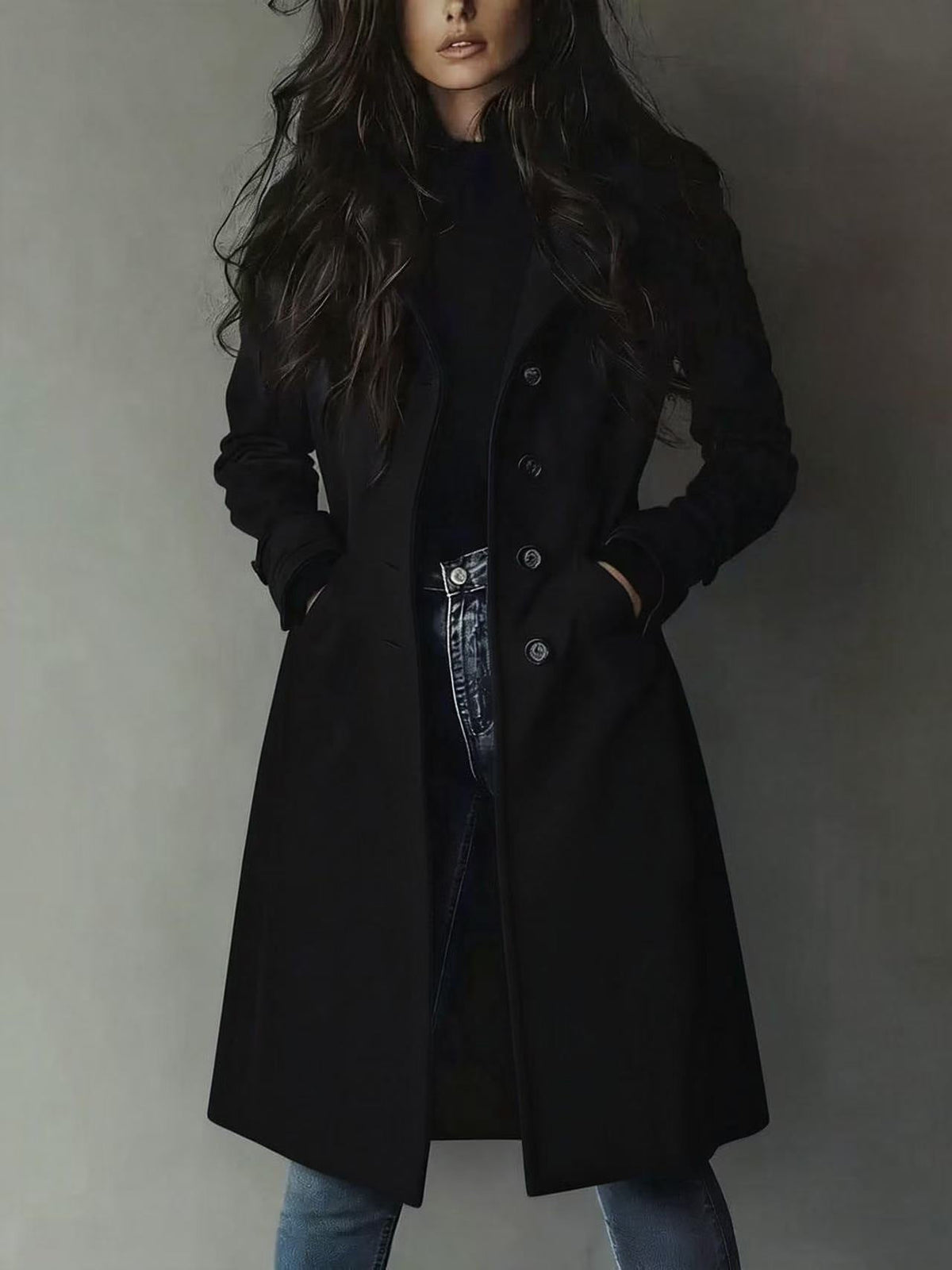 Suede-Effect Trench Coat for Women, Notch Lapel Single-Breasted