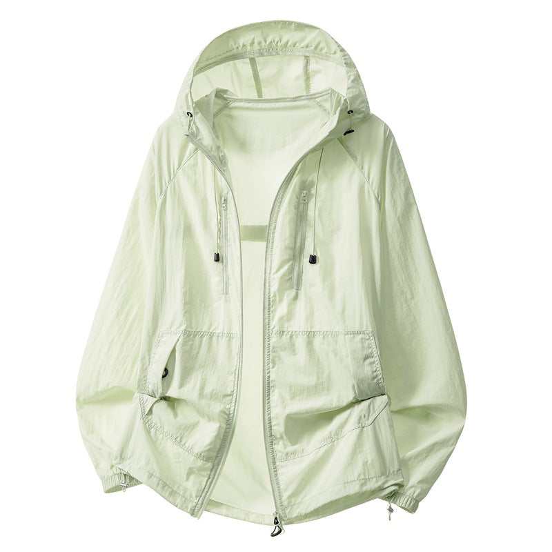 Hooded Sun Protection Jacket, UPF 50+ Lightweight Nylon Shell