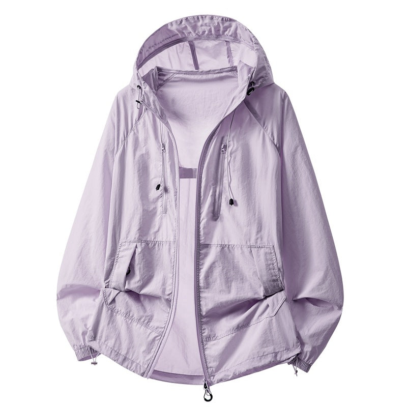 Hooded Sun Protection Jacket, UPF 50+ Lightweight Nylon Shell