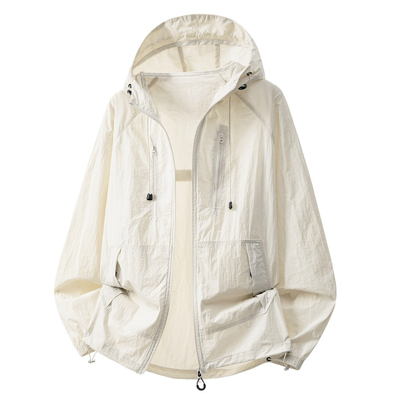 Hooded Sun Protection Jacket, UPF 50+ Lightweight Nylon Shell