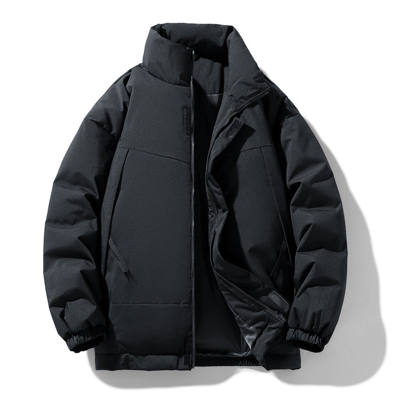 Men's Padded Jacket with a Stand Collar and Zip Pockets, Winter