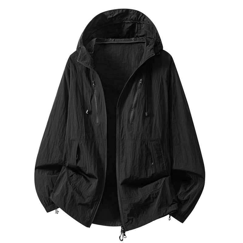 Hooded Sun Protection Jacket, UPF 50+ Lightweight Nylon Shell